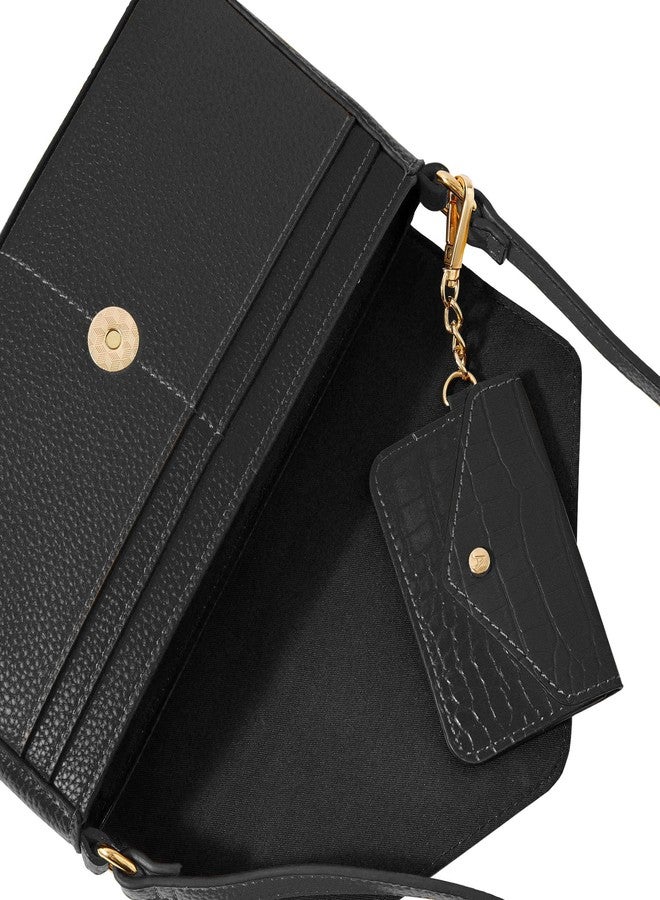 أكسيسورايز حقيبة كتف نسائية من الجلد الصناعي الأسود من أكسسورايز لندن مزينة بتعليقة على شكل ظرف - Image 4